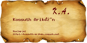 Kossuth Arikán névjegykártya